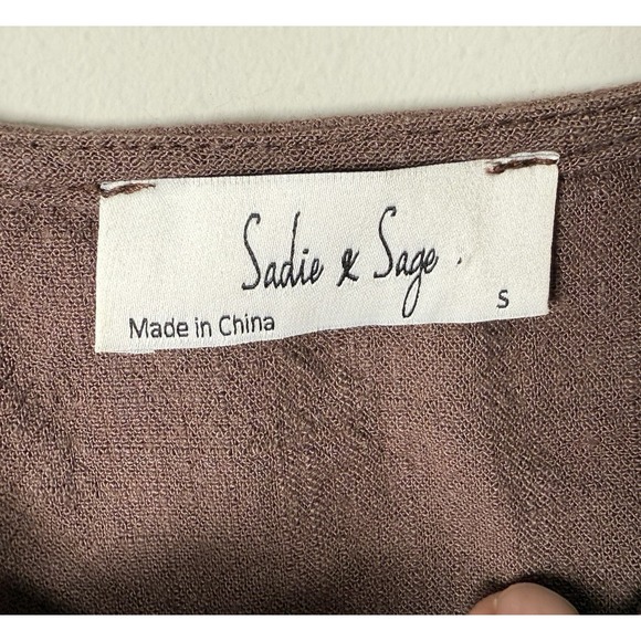 Sadie & Sage Cropped Tank Top Linen Blend Brown Lagen‎ Earthy Neutral Sz Small - Picture 3 of 5